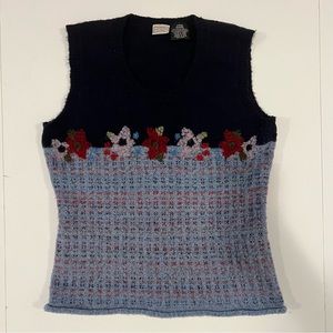 Arizona Jean Co Sweater Vest Navy, Light Blue Floral, Burgundy, Knit Large